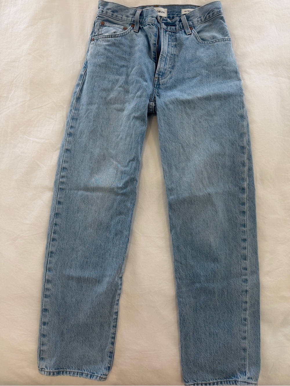 Denim Forum Light Blue Straight Leg Jeans